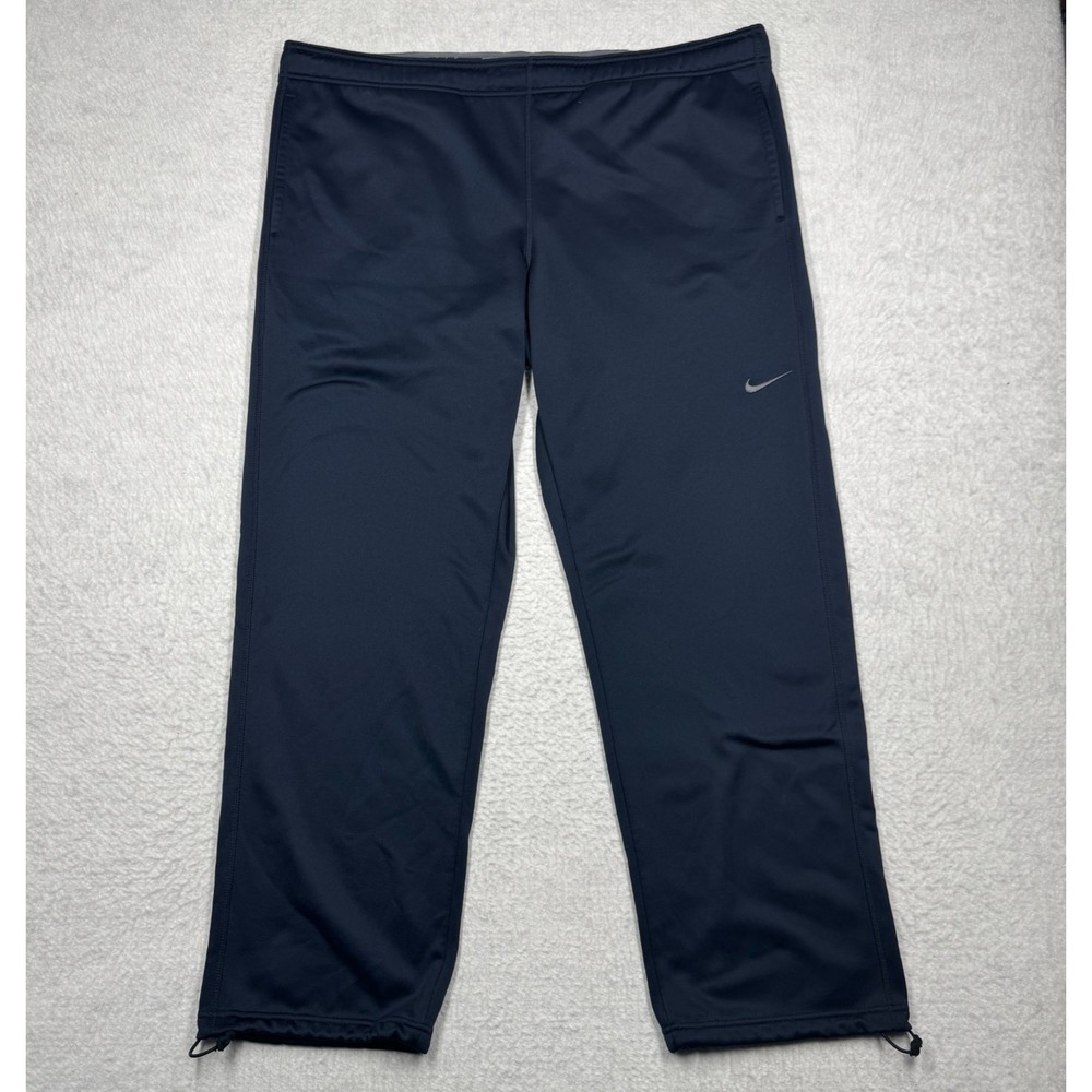 Nike Sweatpants Blue Fleece Therma-Fit Straight Leg 379431-477 Swoosh Men's XL